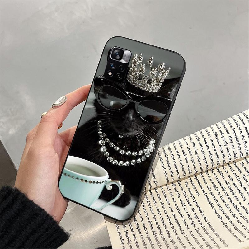 

Phone Case For Xiaomi Redmi note 14 Pro 14 13 12 11 10 Pro 14S 12S 11S Redmi 14C 13C 10 Drinking Wine Cat Redmi 13C