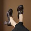 New Women's Leather Loafers Non-slip Thick-soled Mid-mouth Casual High-heeled Large-size Shoes Women Wear Sheepskin Single Shoes In All Seasons