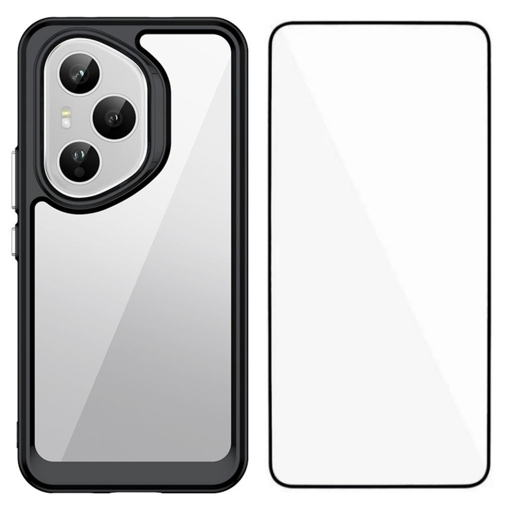 For Honor 400 Pro 5G (Global) Phone Case WANLONFENG XC Series TPU Acrylic Cover with Tempered Glass (Big Lens Hole)