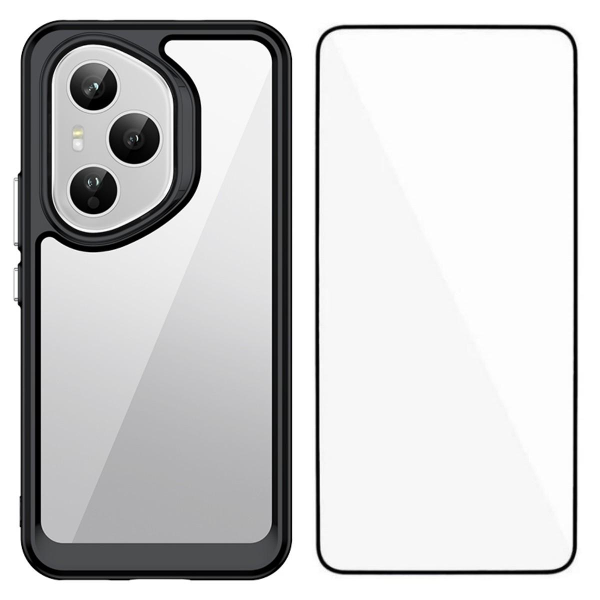 

Для Honor 400 Pro 5G (Глобальний) Чохол для телефону WANLONFENG Серії XC TPU Акрилова кришка із загартованим склом (Великий отвір для об єктива) A