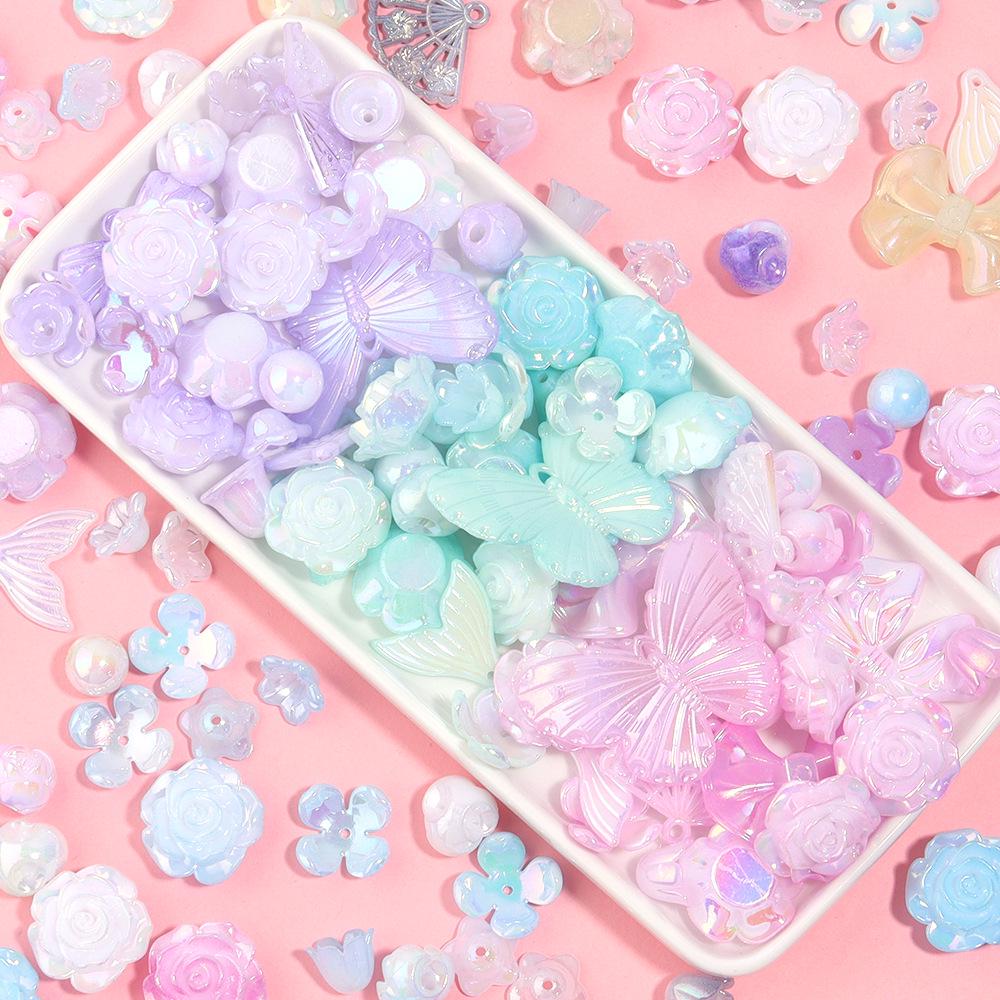 European & American Gradient Resin Beads: Random Styles for DIY Keychains & Mabe Imitation Pearls