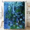 Water Lily Shower Curtain Artistic Floral Bathroom Decor Impressionism Wall Art Nature Landscape Home Decor Vintage Style Elegan