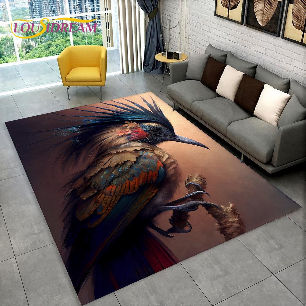 3D Exquisite Bird Flower Animal Area Rug,Carpet Rug for Home Living Room Bedroom Sofa Doormat Kitchen Decor,Non-slip Floor Mat