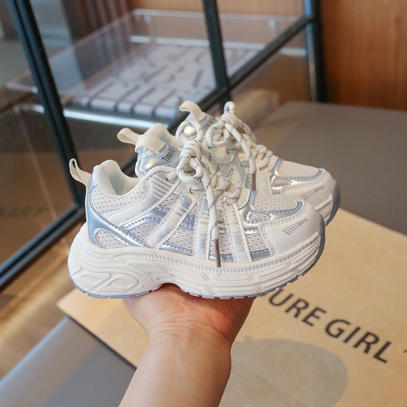 Girls' Shoes, New Autumn Mesh Soft-soled Children's Sneakers, Girls' Lightweight and Breathable Dad Shoes Are Popular