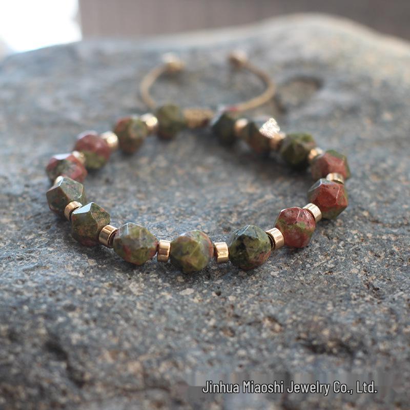 Bohemian Woven Rhombus Cut Tiger's Eye Crystal Bracelet