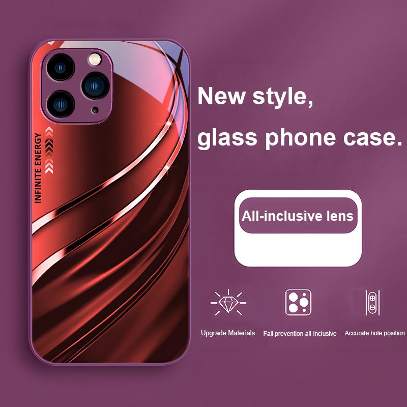 Verloop Rose Paars Infiniteenergy voor Iphone 15 14 13 12 11 Pro Max XS XR 7 8 Plus 2020 2022 SE Gehard Glas Telefoonhoes