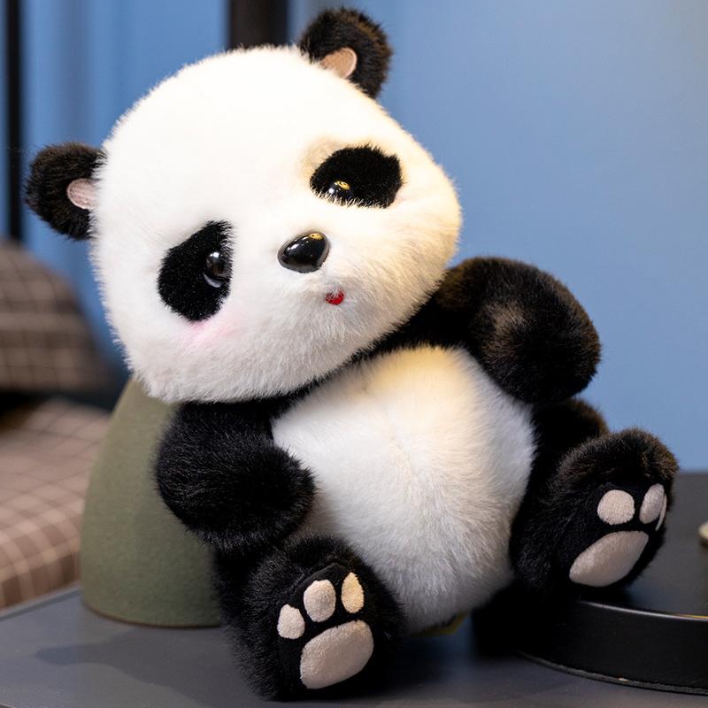 Simulation 23cm Fluffy Panda Dolls Baby Kids Appease Peluche Plush Animals Lying&Sitting Panda Bear Toys for Kids Present