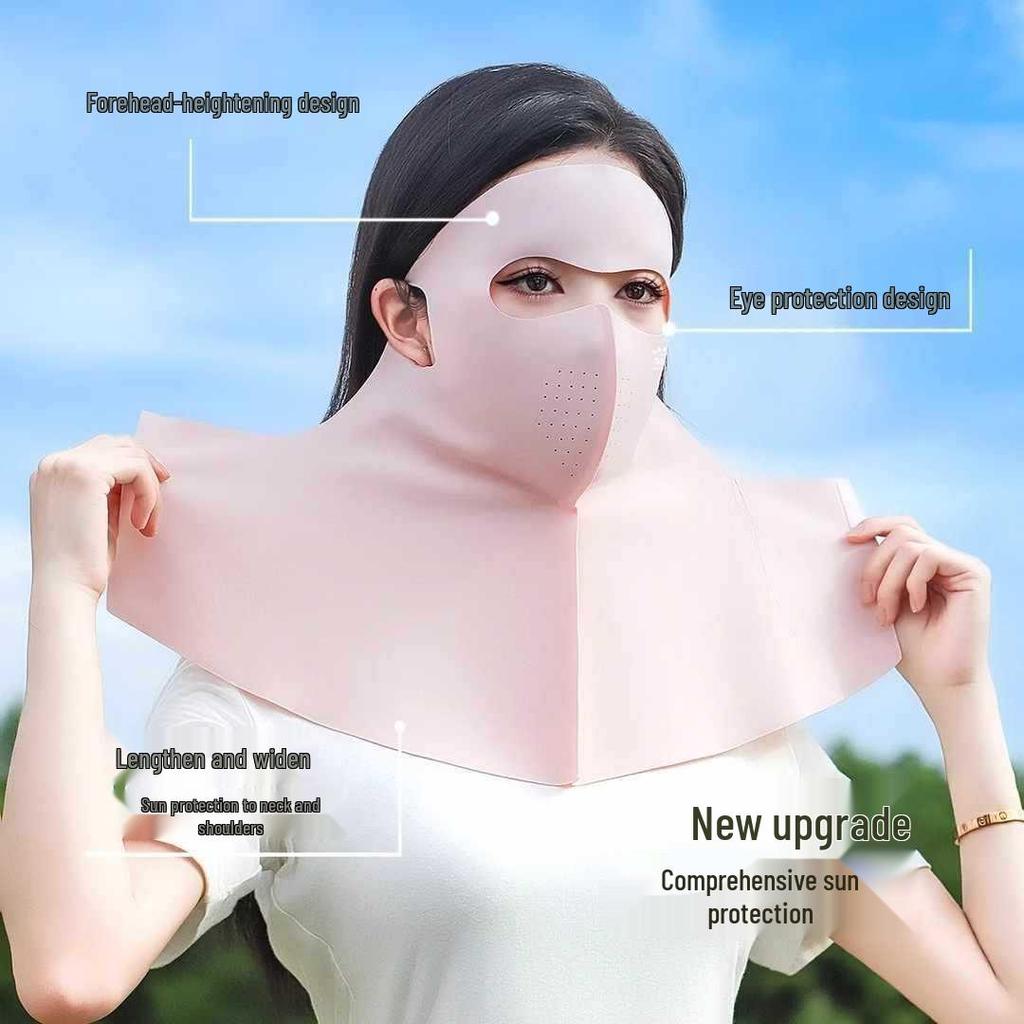 Women's Full Face UV Protection Ice Silk Mask for Summer Cycling