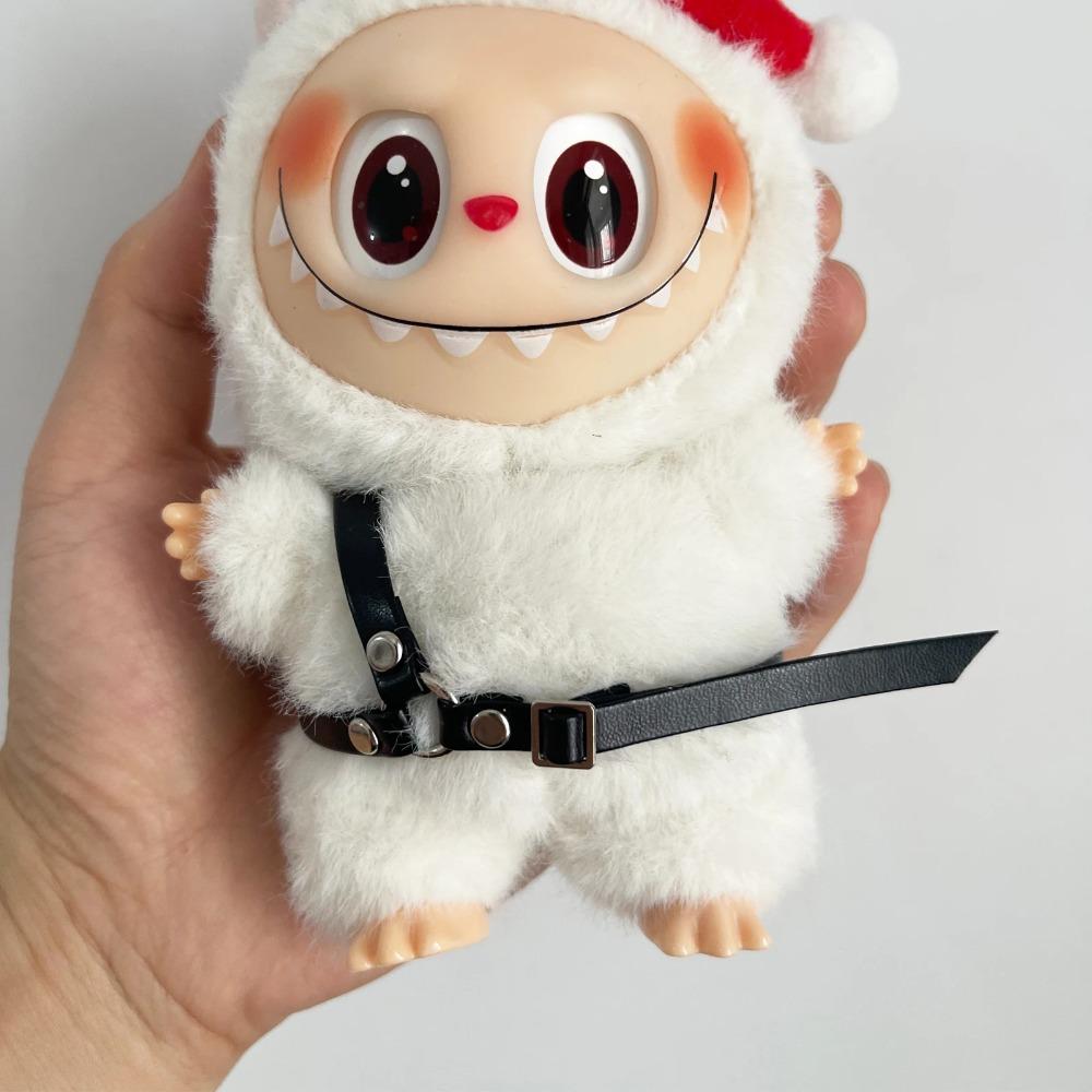 20CM Baumwollpuppe Mundkorb Beißstopp Lederriemen Gürtel Beinbekleidung Halskette Halsband Baumwollpuppenzubehör FÜR 17cm Labubu