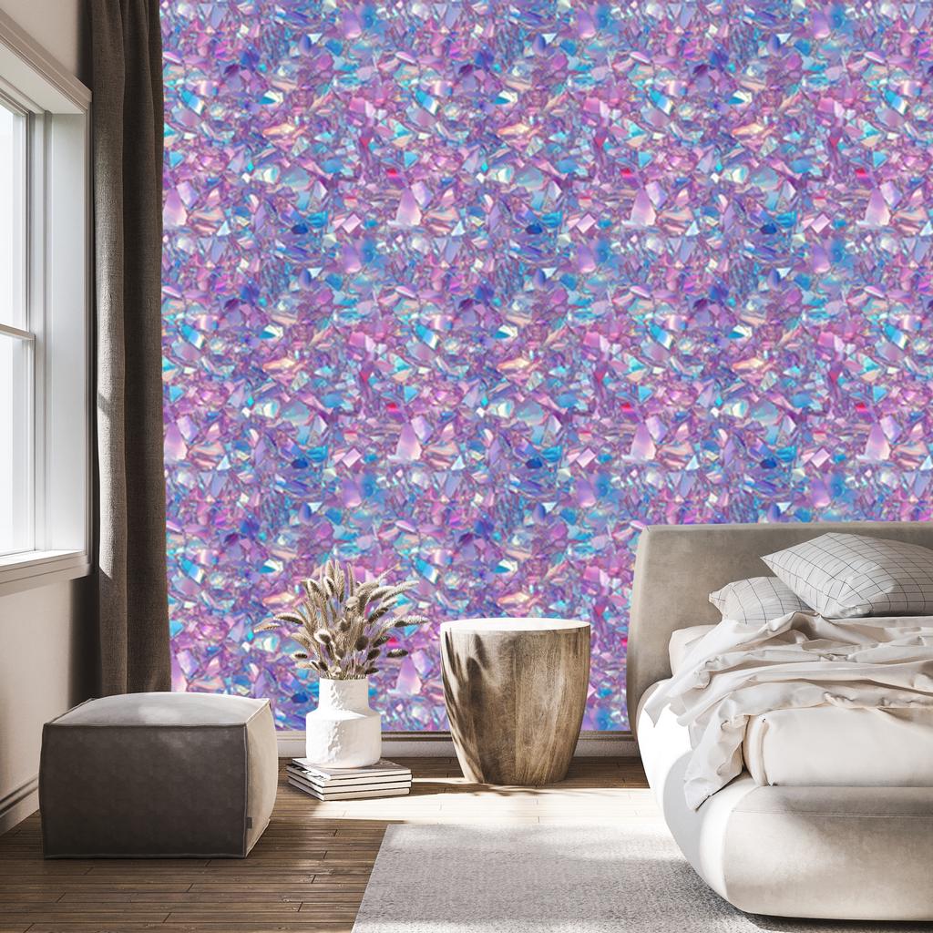 Iridescent Glitter Wallpaper In Purple, Blue and Lavender 50x1000