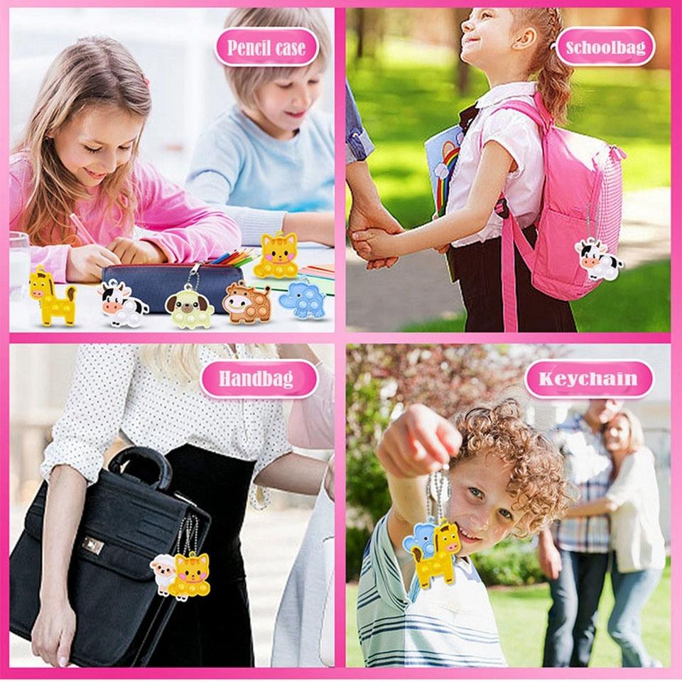 7/21 Piezas Juguetes Fidget con Forma de Animal Burbujas Pop-it Sensoriales Juguetes de Apretar Alivio del Estrés Oveja Gato Perro Blanditos para Niños Adultos