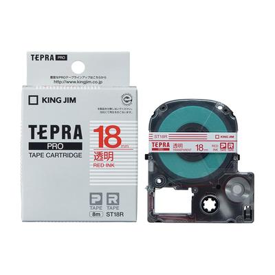 King Jim Tepra PRO Bandkassette 18mm Transparent Schrift Länge 8m ST18R [Original] Etikett/Rot