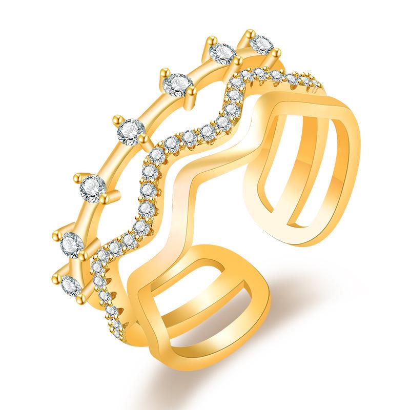 2022 Korean Fashion Women's Diamond Flash Open Ring - Stylish Hollow Design