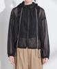 Nano Universe Piping Mesh F Women's Color-Coordinated Blouson, 010, Black, 669-5112305