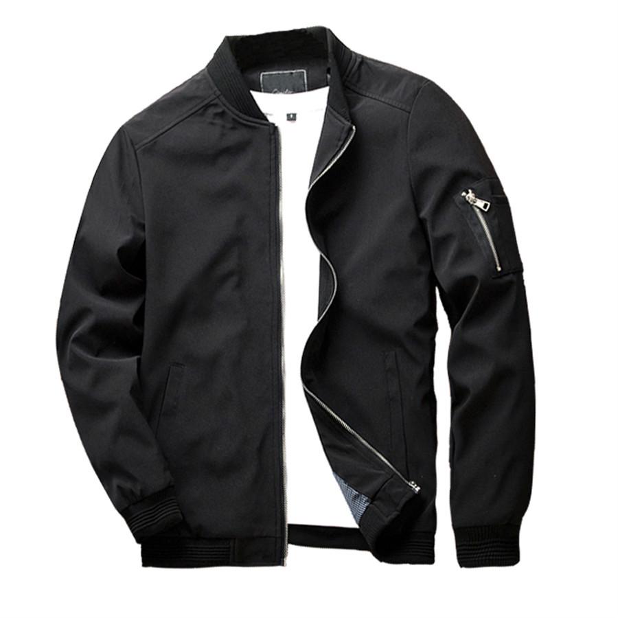 Buy Solid Color Men Casual Zipper Jacket Man Spring Autumn Coats at