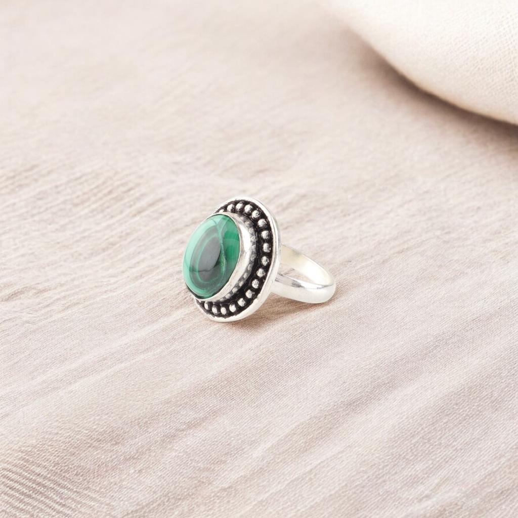 Malachite Gemstone 925 Sterling Silver Handmade Designer Ring Women Gift Jewelry RR-62-37