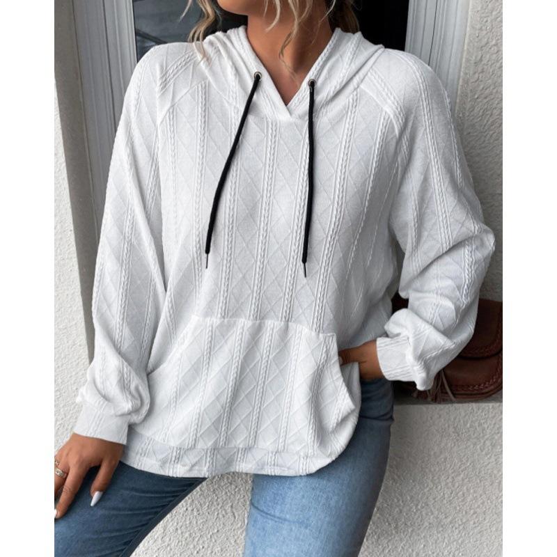 Women's Autumn and Winter Solid Color Casual Loose Hooded Sweatshirt
