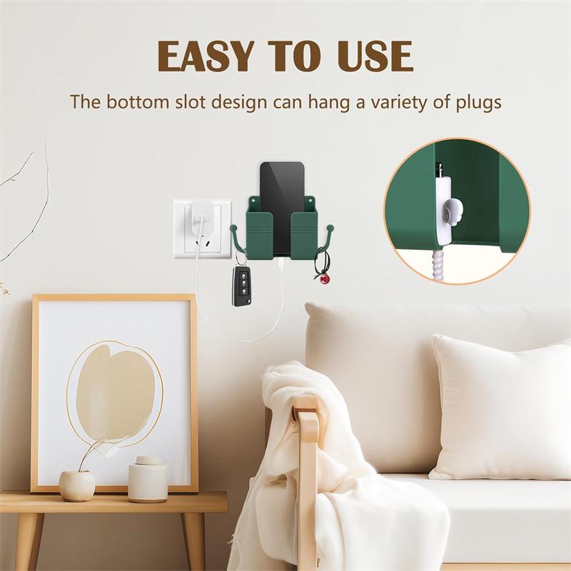 Wall Mount Phone Holder, Phone Stand For Bed, Wall Mounted Shower Phone Holder Remote Control Holder With Hooks