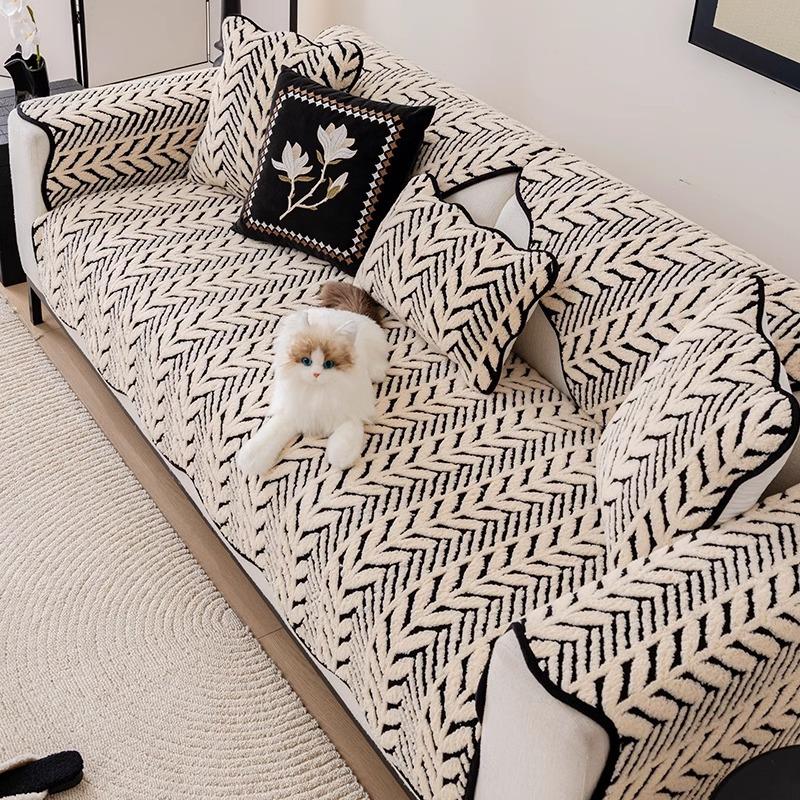 Winter Sofa Cushion Thickened Plush Non-Slip Straight Row Seat Cushion  New Simple Modern Sofa Cover Towel
