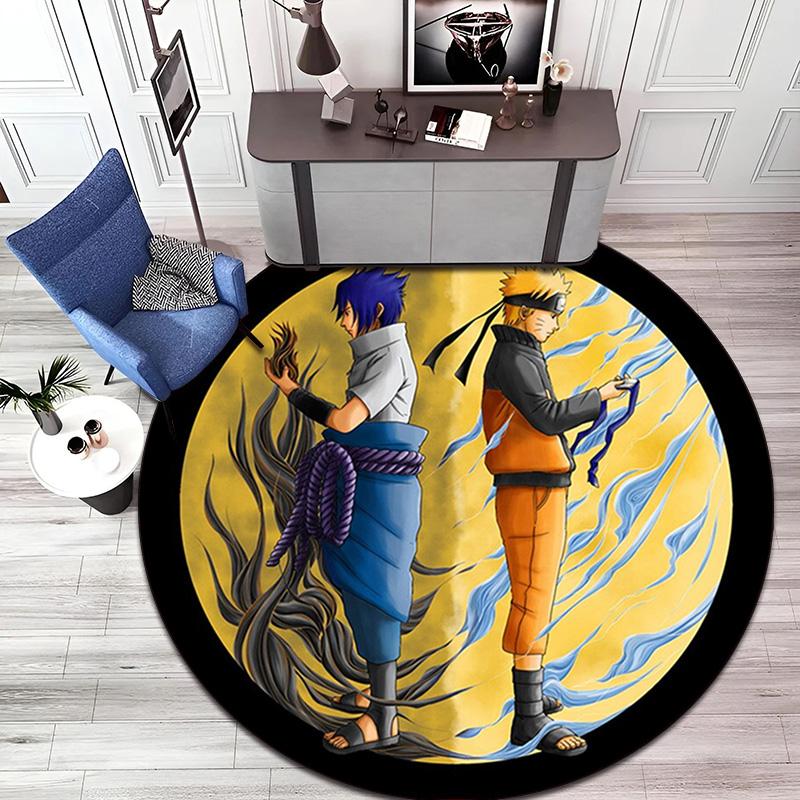Famous Cartoon NARUTO Protagonist Uzumaki Naruto Round Carpet Soft Home Decoration Anti-slip Door Mat Outdoor Picnic Mat Carpet M7