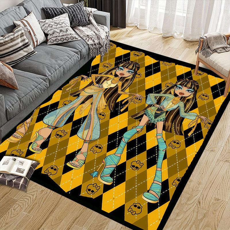 Cleo De Nile Flannel Printed Carpet, Home Sofa Decoration for Living Room & Bedroom, Non‑Slip Play Flannel Floor Mat for Game Room