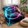 Neon Game Controller Lightning Theme blanket Lightweight Warm Flannel Blanket Decorative Throw Blanket for Home Decoration