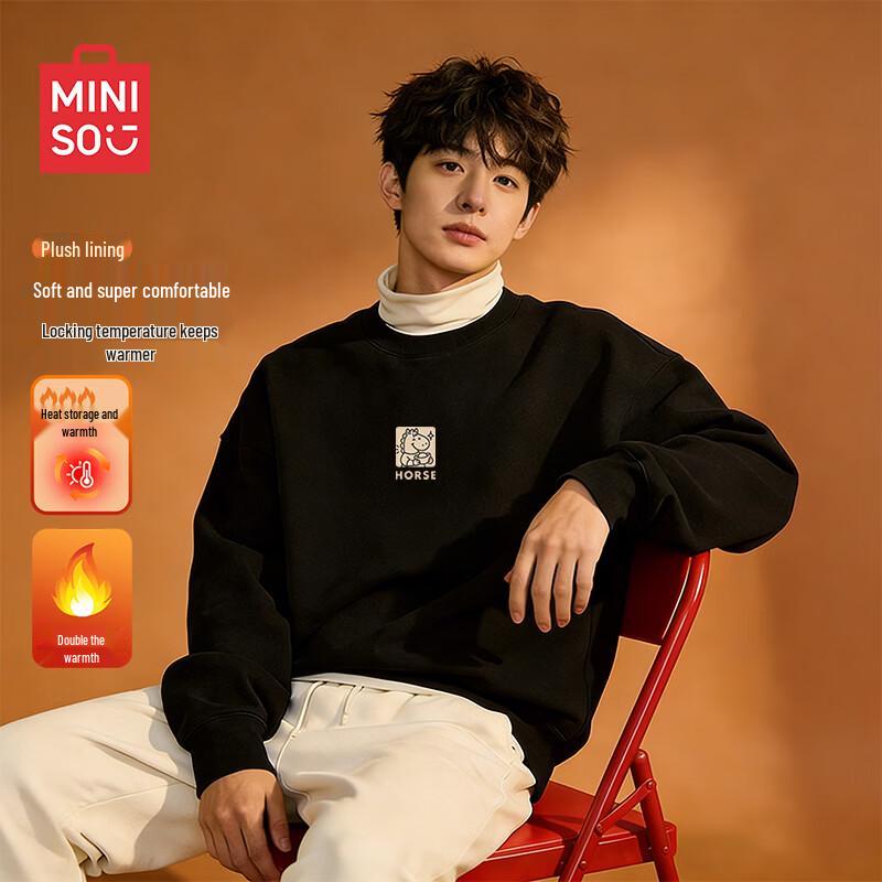 MINISO Men's Winter Warm Fleece Pullover Sweatshirt