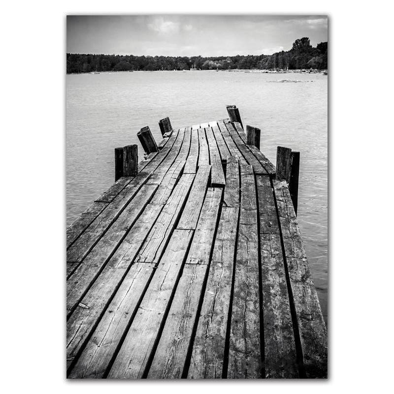 Bridge Poster Black And White Wall Art Print Nordic Wall Poster Landscape Modern Minimalist Wall Pictures For Living Room HD0091