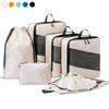 6-Piece Set Compression Feature Travel Organizer Cubes Space-Saving Organizer  Suitcase Packing