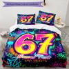 3PC Custom Name Colorful Graffiti Art Bedding Set Printed  Bedding Set Duvet Cover Closure Includes 1 Duvet Cover & 205 Pillowcases for Bedroom
