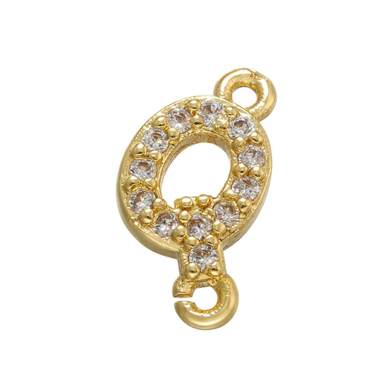 CZ Crystal 26 Initial Letter A-Z Charms Gold Plated Brass Connector for Necklace Bracelet Jewelry Accessories :VD1114