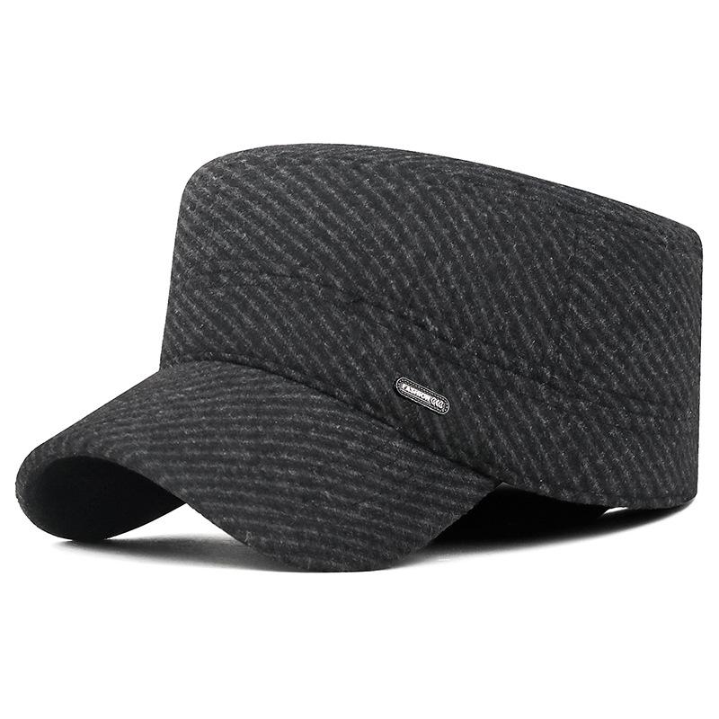 Northwood Autumn Winter Baseball Cap Velvet Warm Woolen Flat-top Hat for Men Thickened Dad's Cold-proof Ear-protecting Flat Top Cap