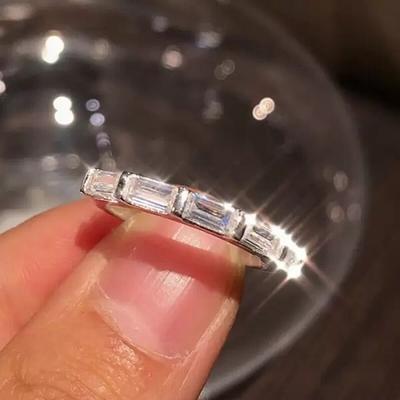 Dainty Thin Finger Rings for Women Geometric Square Cubic Zirconia Daily Collocation Accessories Party Statement Jewelry