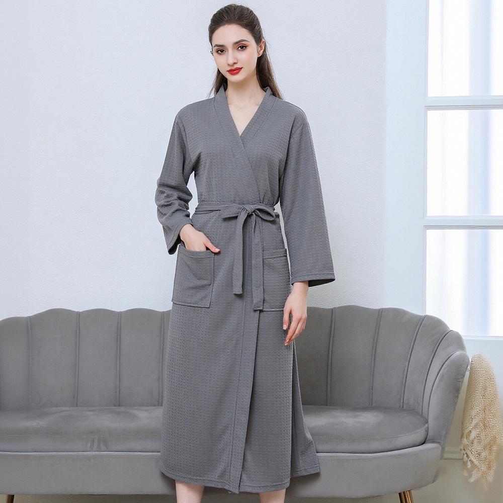 Leichter Waffel-Kimono-Bademantel für Herren – Homewear im Hotel-Stil für Frühling und Sommer