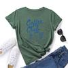 Coffee Alphabet Cotton T-Shirt Short Sleeve Round Neck Women 2d Print Tops