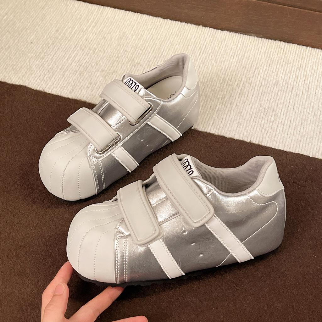 Velcro ugly cute shell head German training bread shoes women's 2025 new versatile inner height increase leisure sports small board shoes