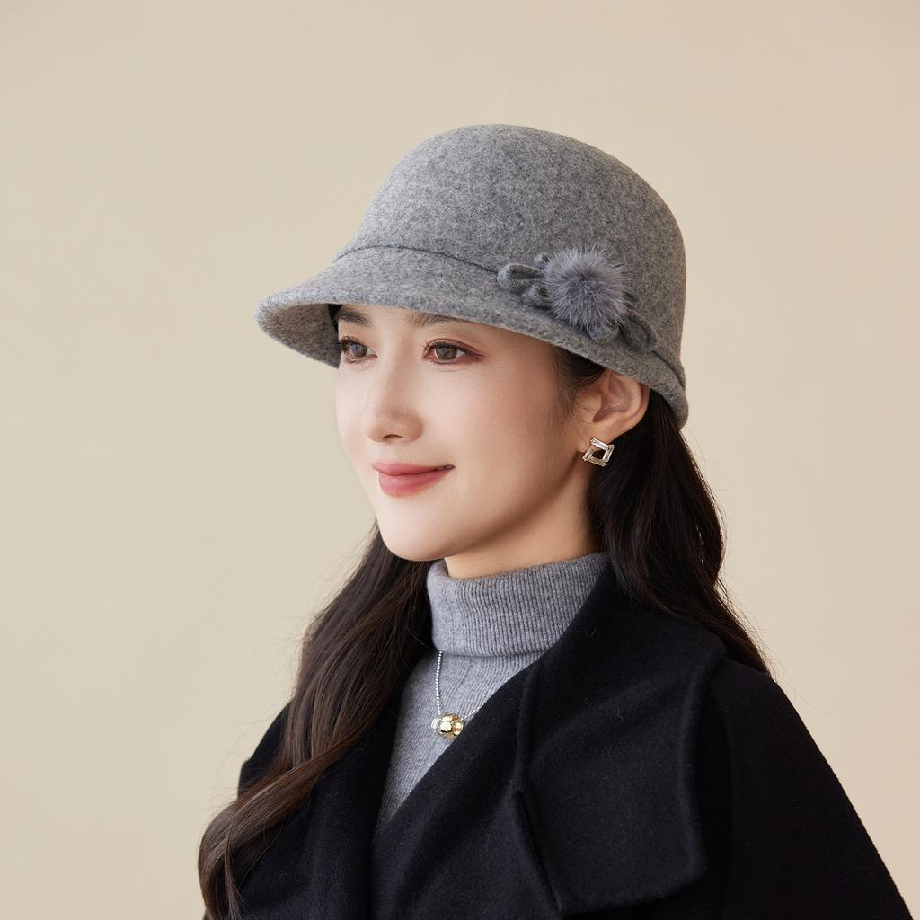 Autumn and Winter New Woolen Basin Hat Women's Outdoor Warm Fashion Fisherman Hat