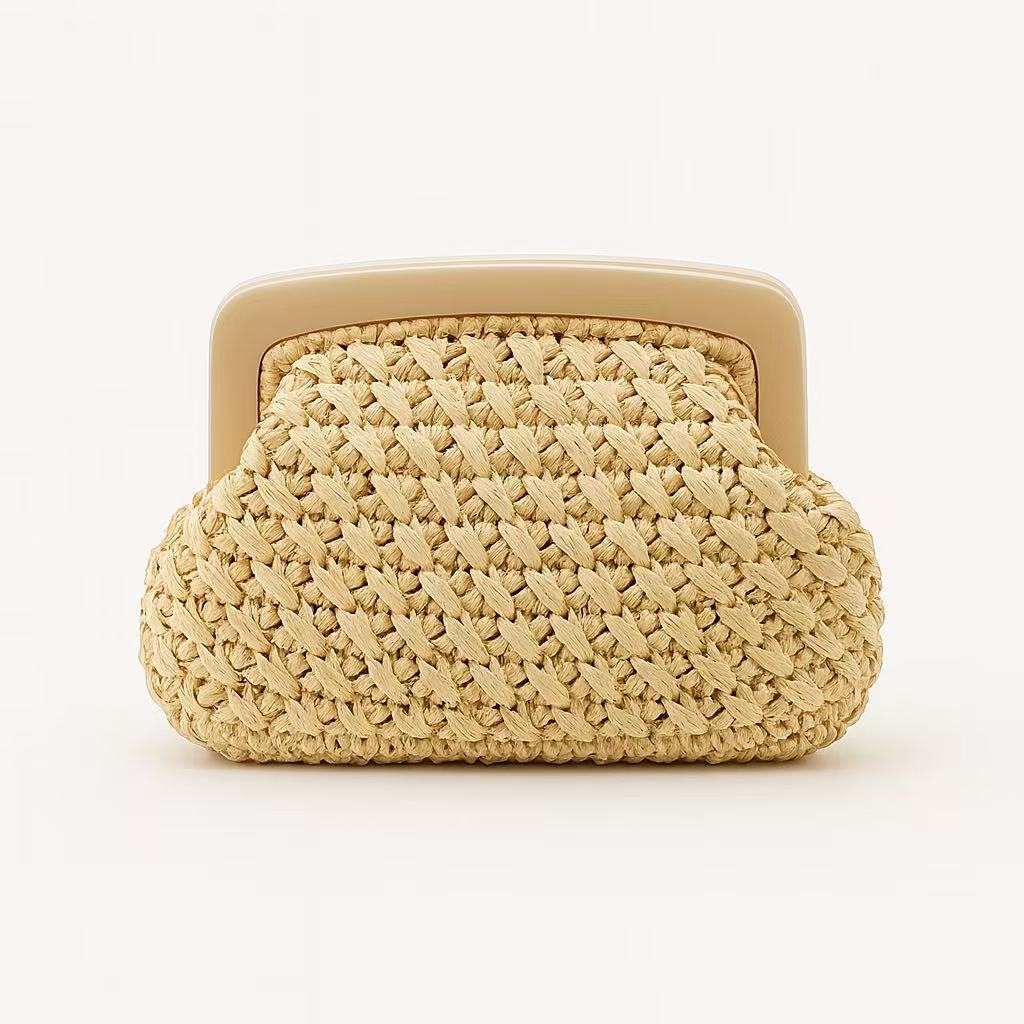 

New acrylic clip woven styling bag shoulder crossbody fashion hand grab dinner bag