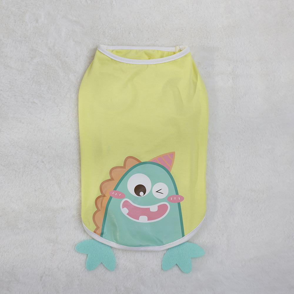 

Dog Anti-hair Clothing Spring/Summer Thin Cat Cute Shirt Cartoon Dinosaur Fresh Small Dog Teddy Pet XS білий