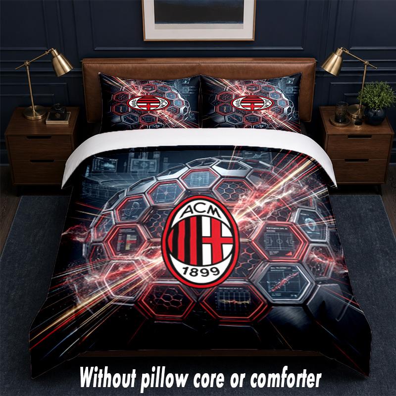 AC Milan Design Bed Bedding Set 1 Duvet Cover + 2 Pillowcases Soft Breathable Household Bed Linens