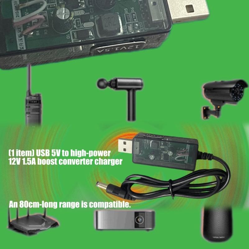 USB 5V To 12V 1.5A Voltages Boost Cable Step Up Power Cord Overcurrent Protections For Safe Routers Power Supply