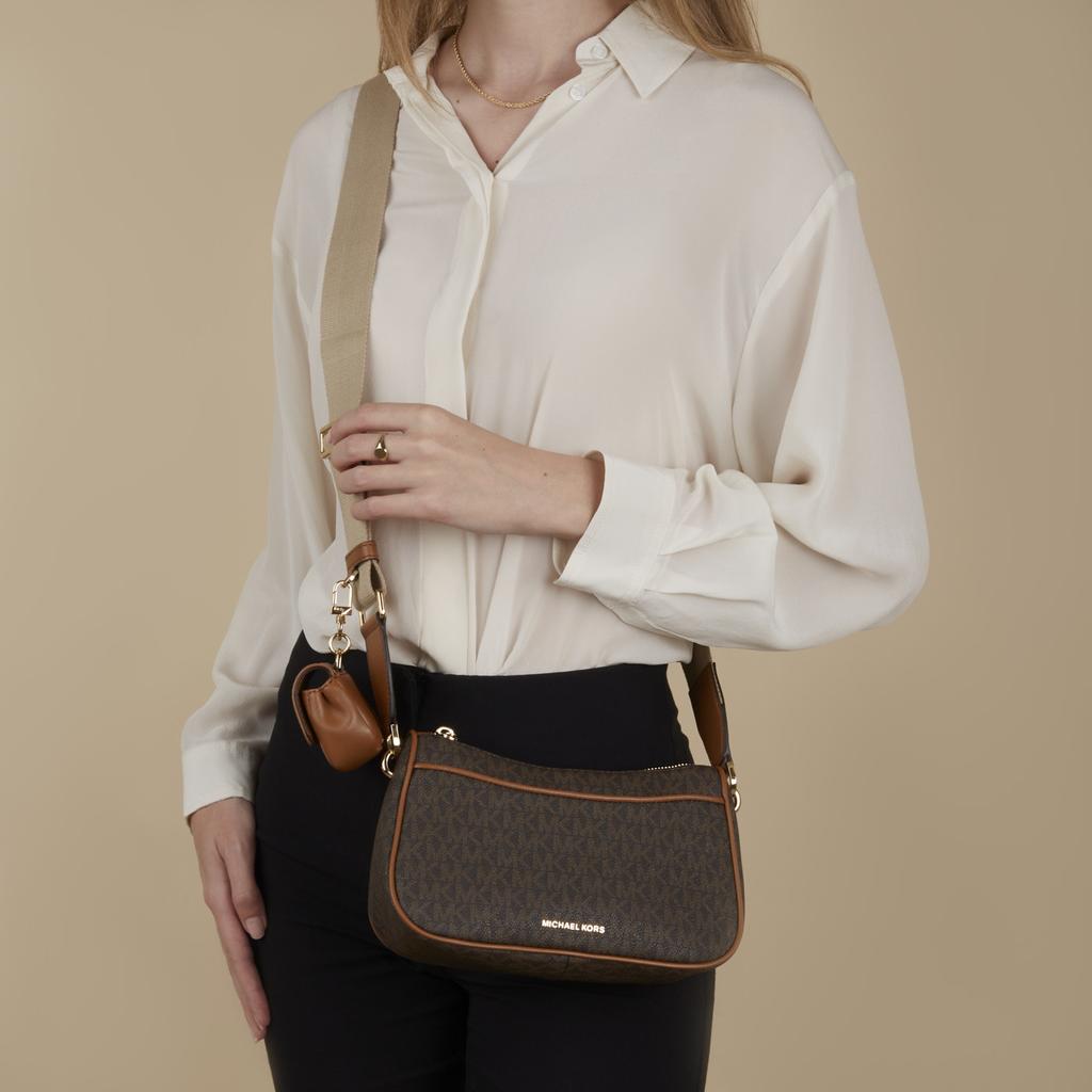 New MICHAEL KORS Jet Set Medium Signature Logo Crossbody Bag With Case For Apple AirPods Pro® 32S3GJ6C8B-252