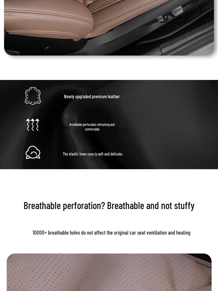 Breathable Nappa Leather Lumbar Support Car Seat Cushion for Mercedes-Benz & BMW