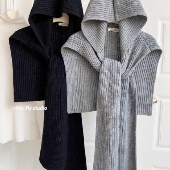 Těžká vlněná příze, módní pletený šál s kapucí pro ženy, podzimní a zimní teplý, všestranný svrchní outfit