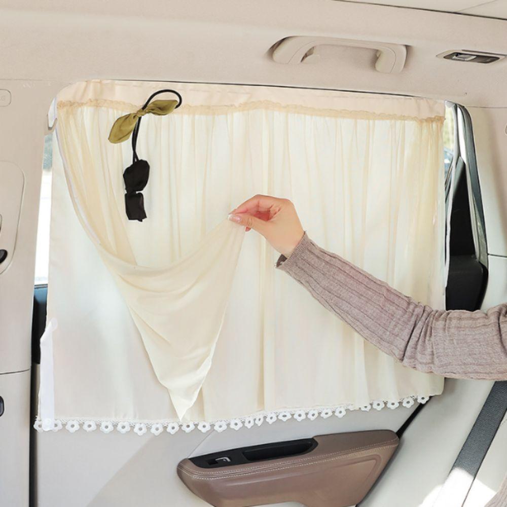 Double-Layer Design Car Privacy Curtain Lace Flower Fringe Blackout Car Curtain  Car Interior
