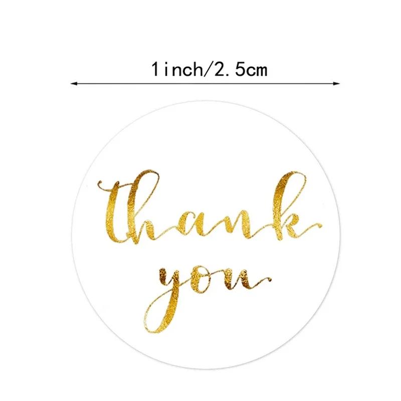 500pcs/roll Black Thank You Stickers 25mm Kraft Paper Sticker for Baking Wedding Decor Birthday Party Gift Cute Sealing Stickers