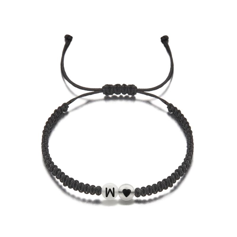 26 Letters Initial Heart Bracelets for Lovers A-Z Letter Luminous Personalized Name Braided Bangles Women Men Friendship Jewelry