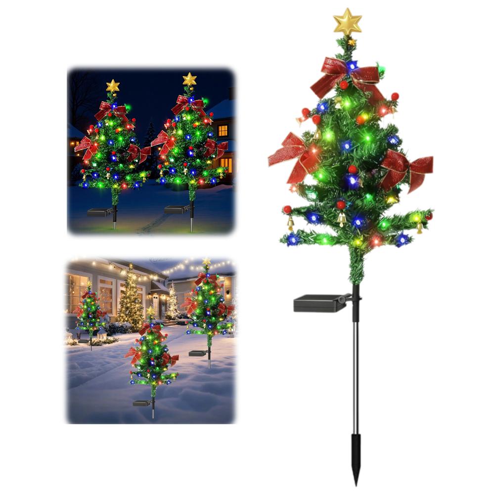 

Solar Outdoor Christmas Trees Christmas Decorations LED Red Fruit And Bow Solar Cedar Christmas Tree Lights Decorated Outdoor