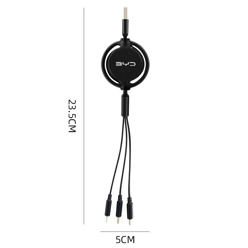 Car 100w Fast Charging Data Cable Scalable 3 In 1 Phone Charger Type C for BYD Tang F3 E6 Atto Yuan Plus Song Max G3 Accessories