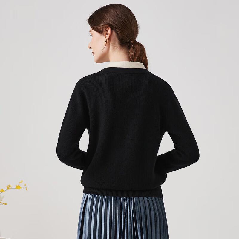Zhaojun Faux Two-Piece Cashmere V-Neck Sweater